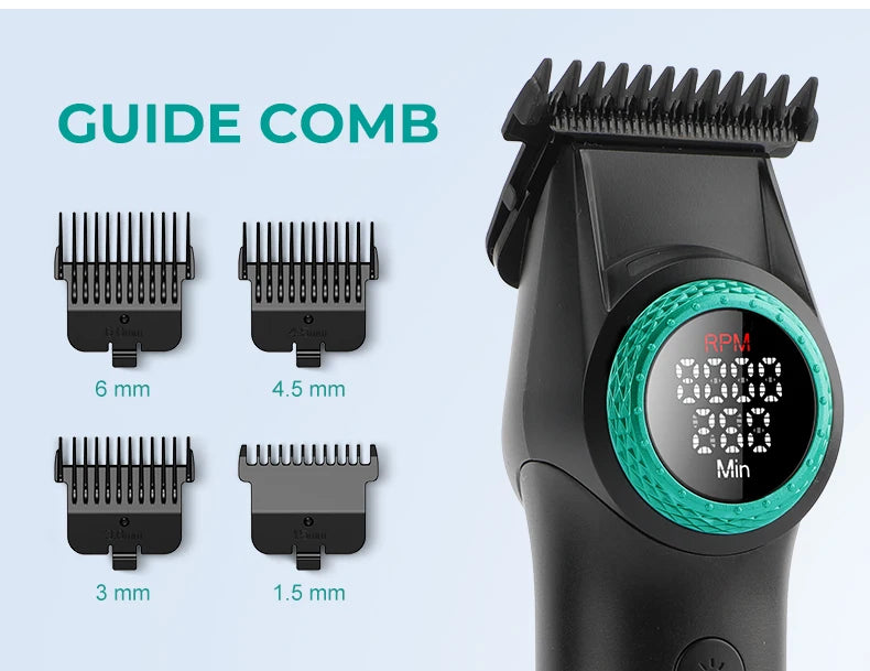 VGR Professional Hair Clipper — 12000RPM LED Digital Carving Electric Clipper V-001 & V-977