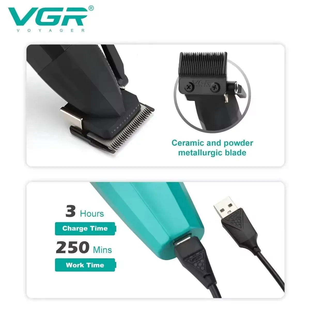 VGR Hair Trimmer Professional Clipper Barber Adjustable Hair Cut Machine 9000 RPM Clipper LED Display Hair Clippers Men V-003