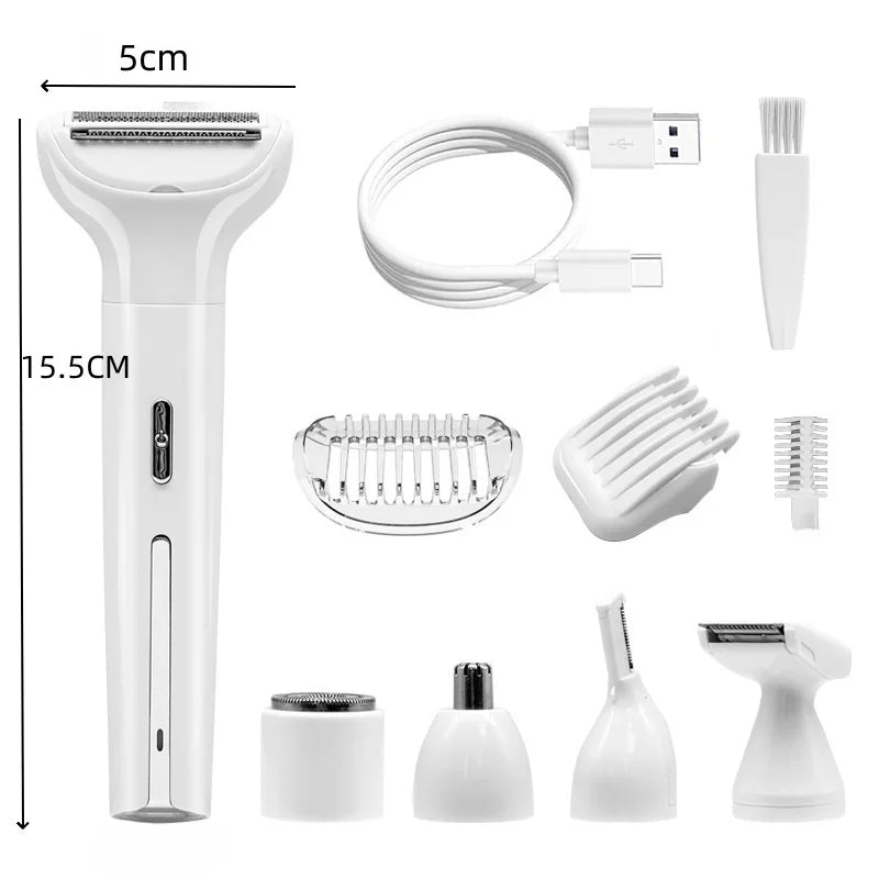 5-in-1 Electric Female Shaver — All-in-One Intimate Care for Armpit, Pubic & Body Hair