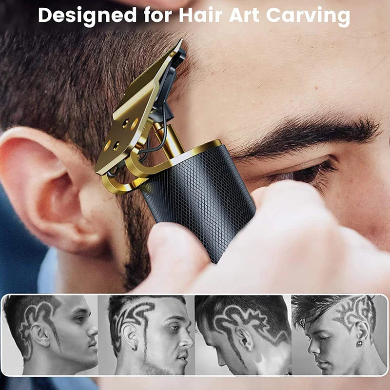 Professional Hair Trimmer Zero Gapped T-Blade Trimmer Cordless Rechargeable Edgers Clippers Electric Beard Trimmer Shaver