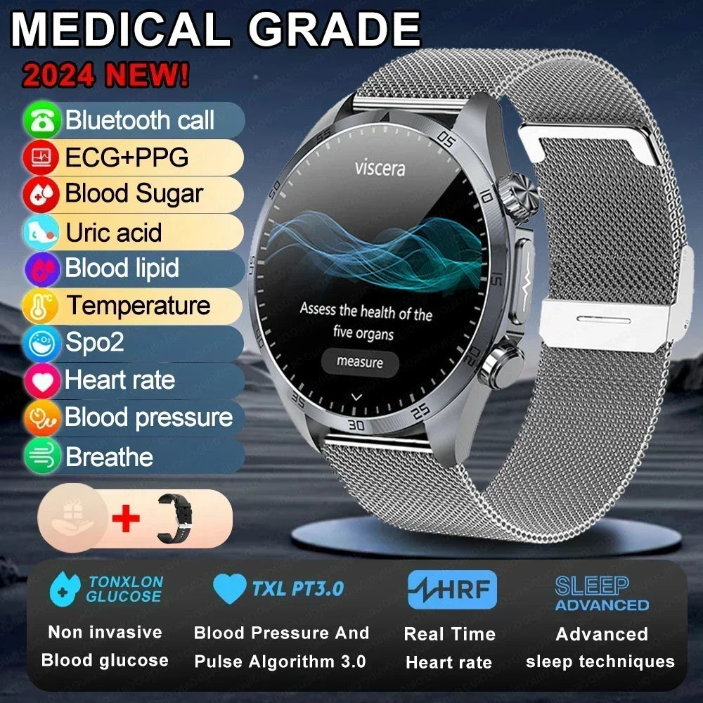 2026 Medical Grade Electropathy Smartwatch — ECG+PPG Blood Sugar, Lipid & Uric Acid