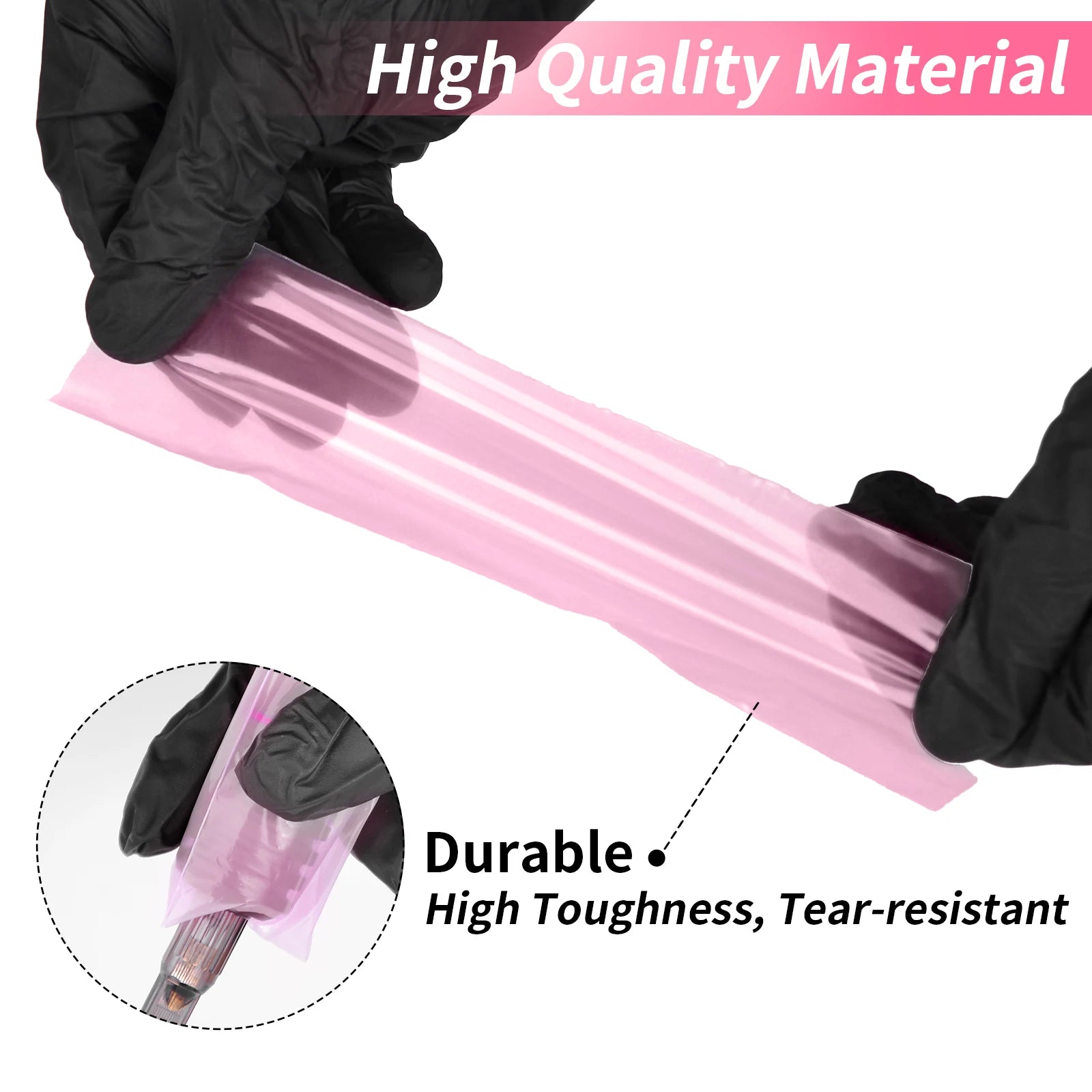 POSEIDON Tattoo Pencil Sleeve Bag — 200pcs Covers + 3pcs Pink Bandage Practice Set