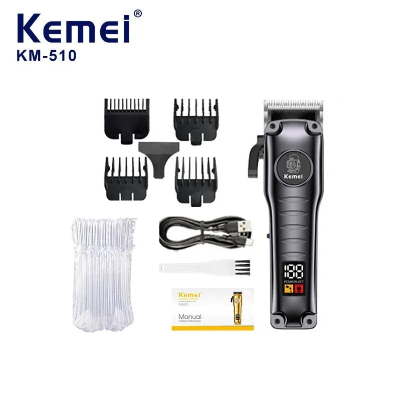 Kemei Professional Hair Clippers Electric Cordless Hair Trimmer with LCD Display USB Rechargeable Hair Cutting Machine for Men