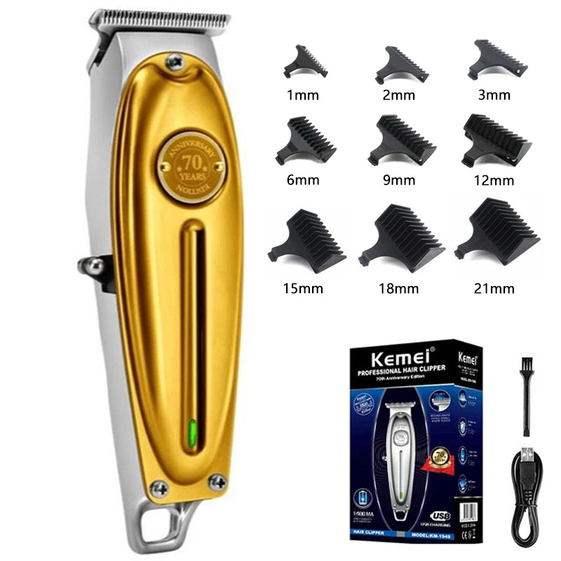 Kemei KM-1949 Pro Full Metal Hair Clipper — Professional Electric Barber Trimmer for Men