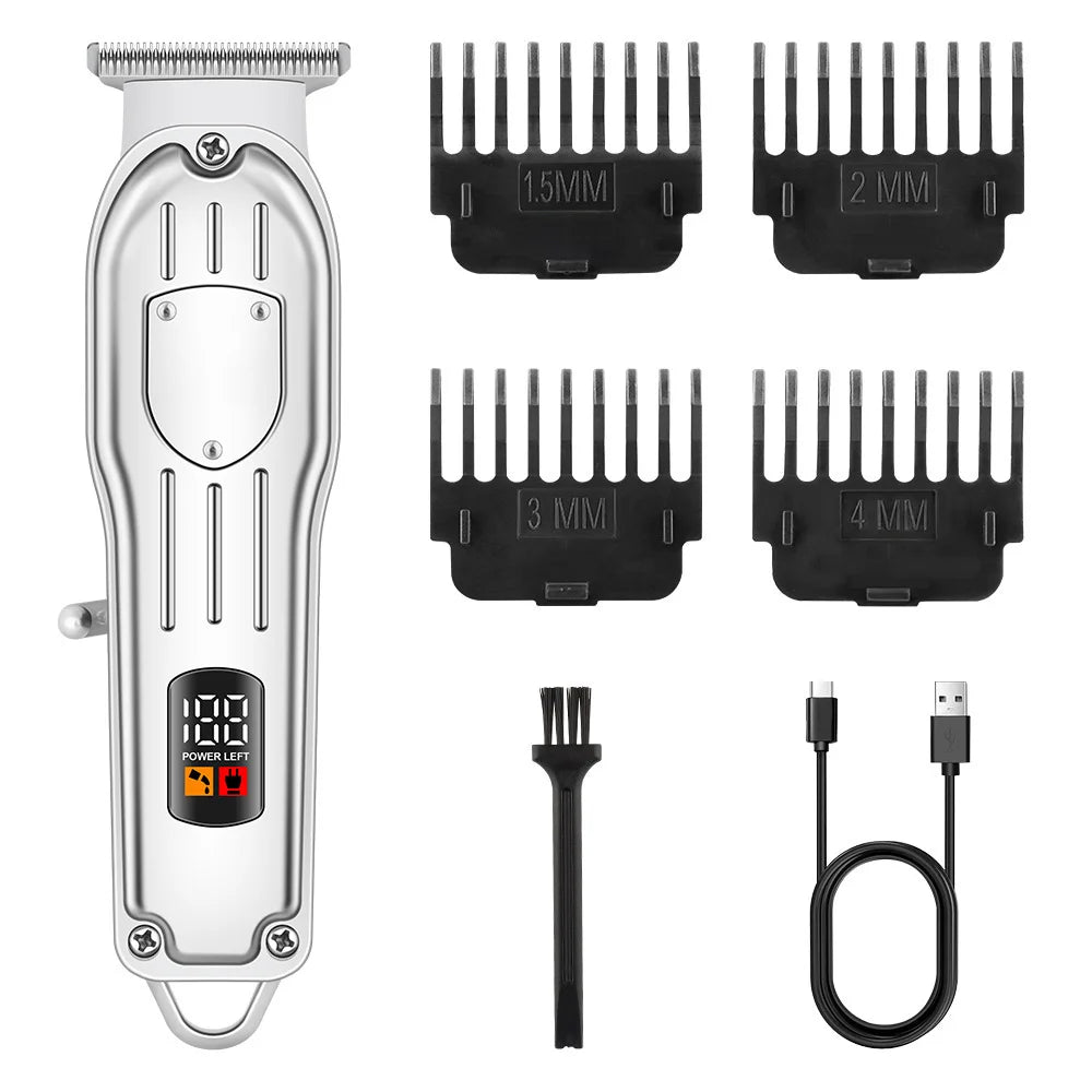 Professional USB Rechargeable Hair Clipper & Beard Trimmer — Complete Barber Kit for Men