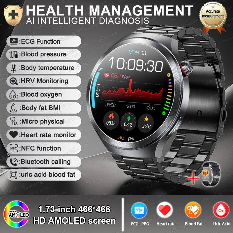 2026 ECG+PPG Health Smartwatch — NFC, 100+ Sports, HD Bluetooth Call for Men & Women