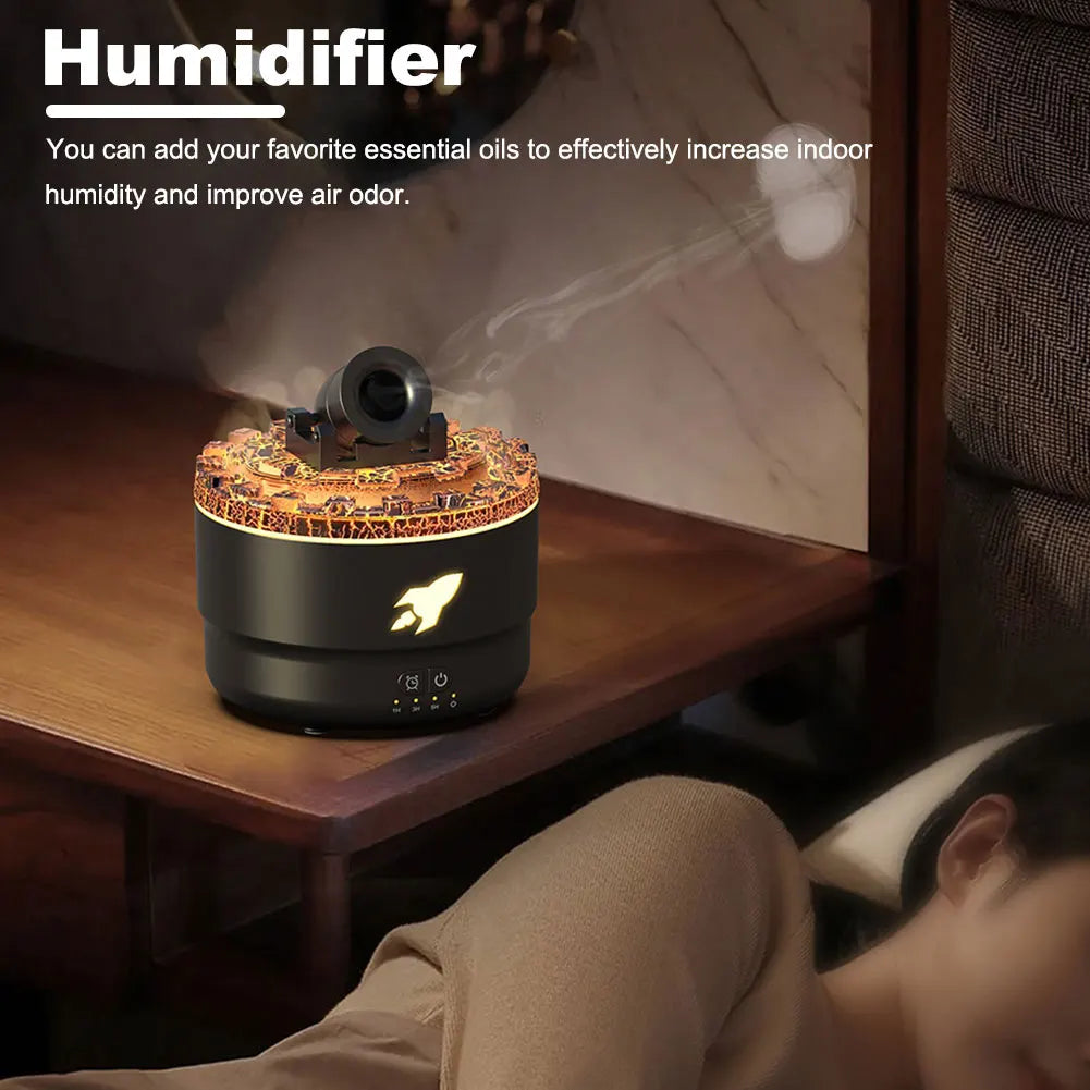 Volcanic Cannon Humidifier — RGB Aromatherapy Diffuser with Timer & Blast Effect