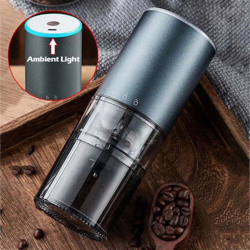 Electric Coffee Grinder with LED Display — Rechargeable Portable Automatic Pepper & Spice Mill