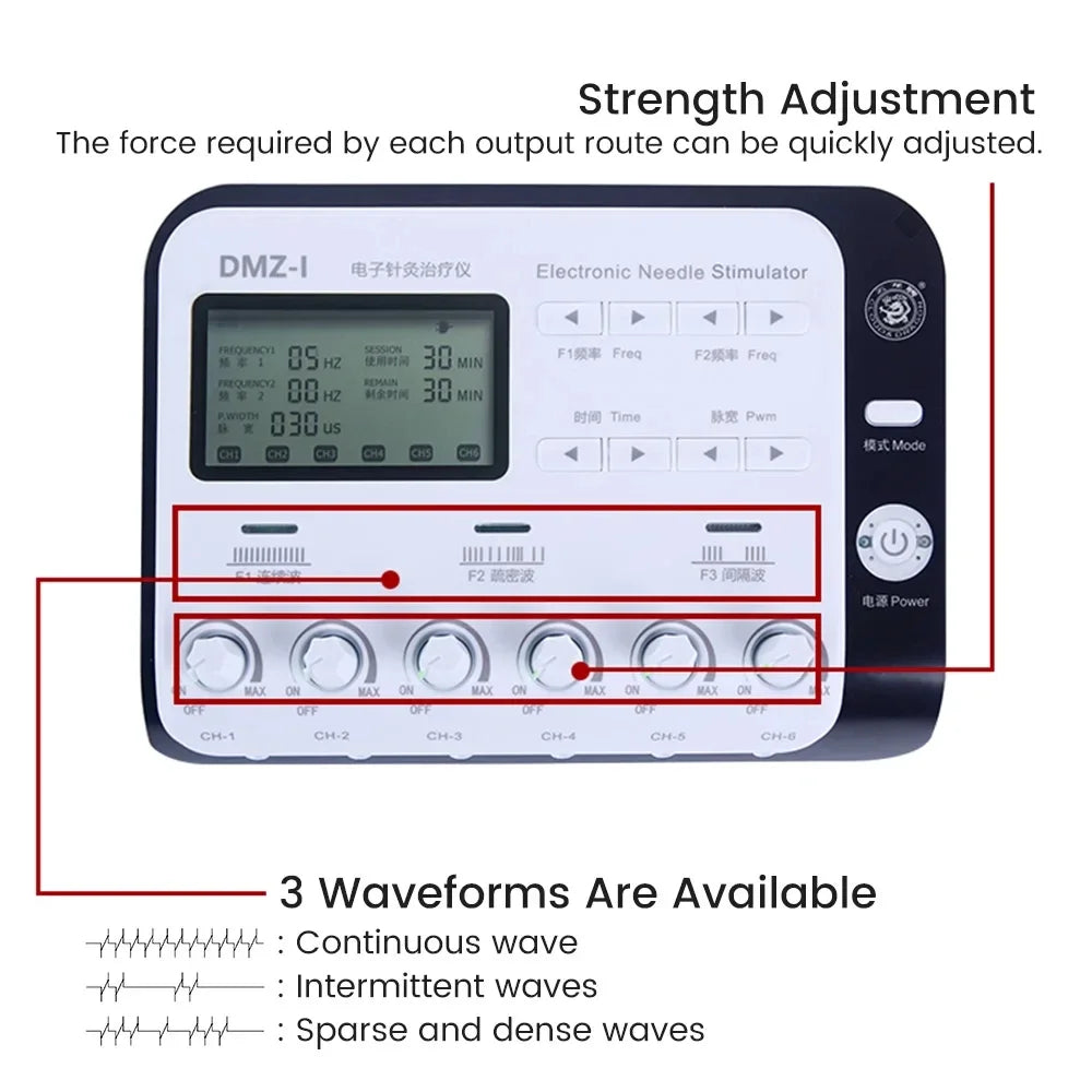 110-220V Electric Muscle Stimulator 6 Output Channel Electroacupuncture Acupuncture Physiotherapy TENS Machine Relax Massager