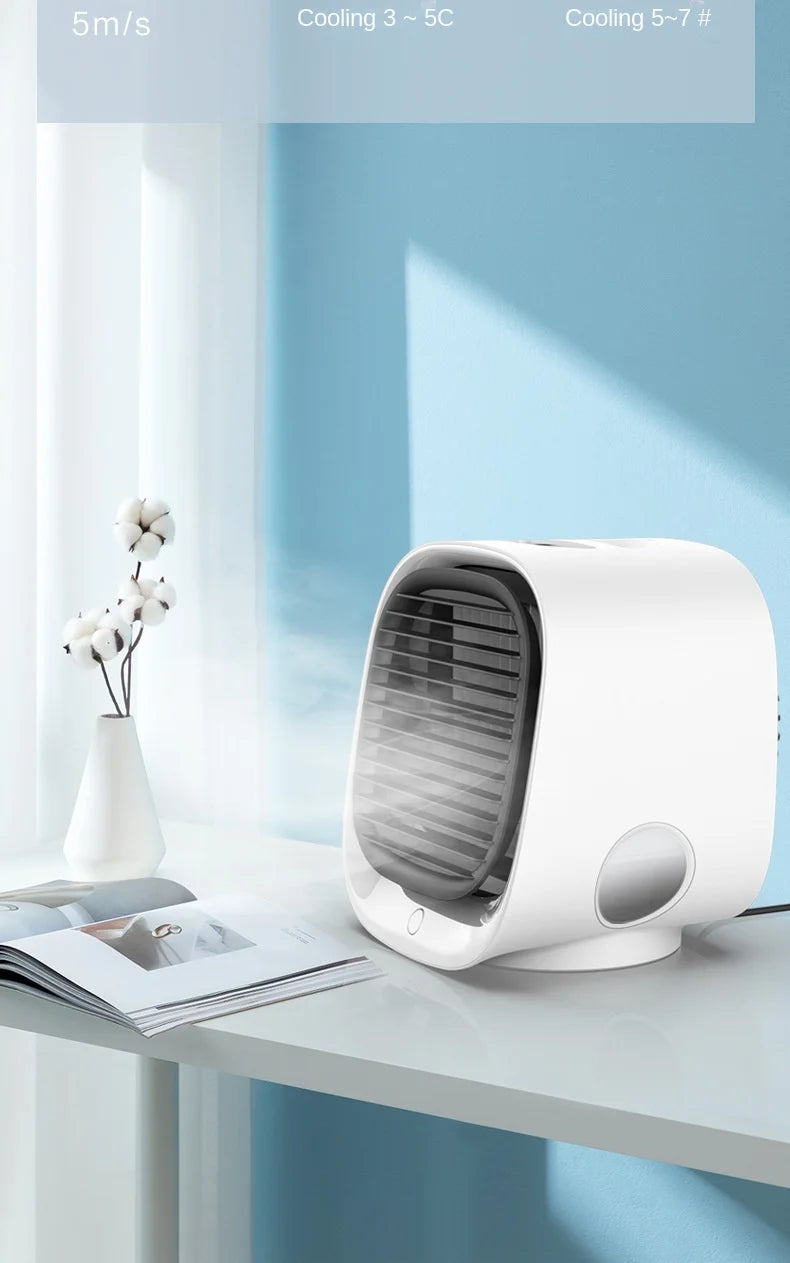 Desktop Water Cooling Fan — Mini USB Air Cooler with Humidification & High Wind Spray