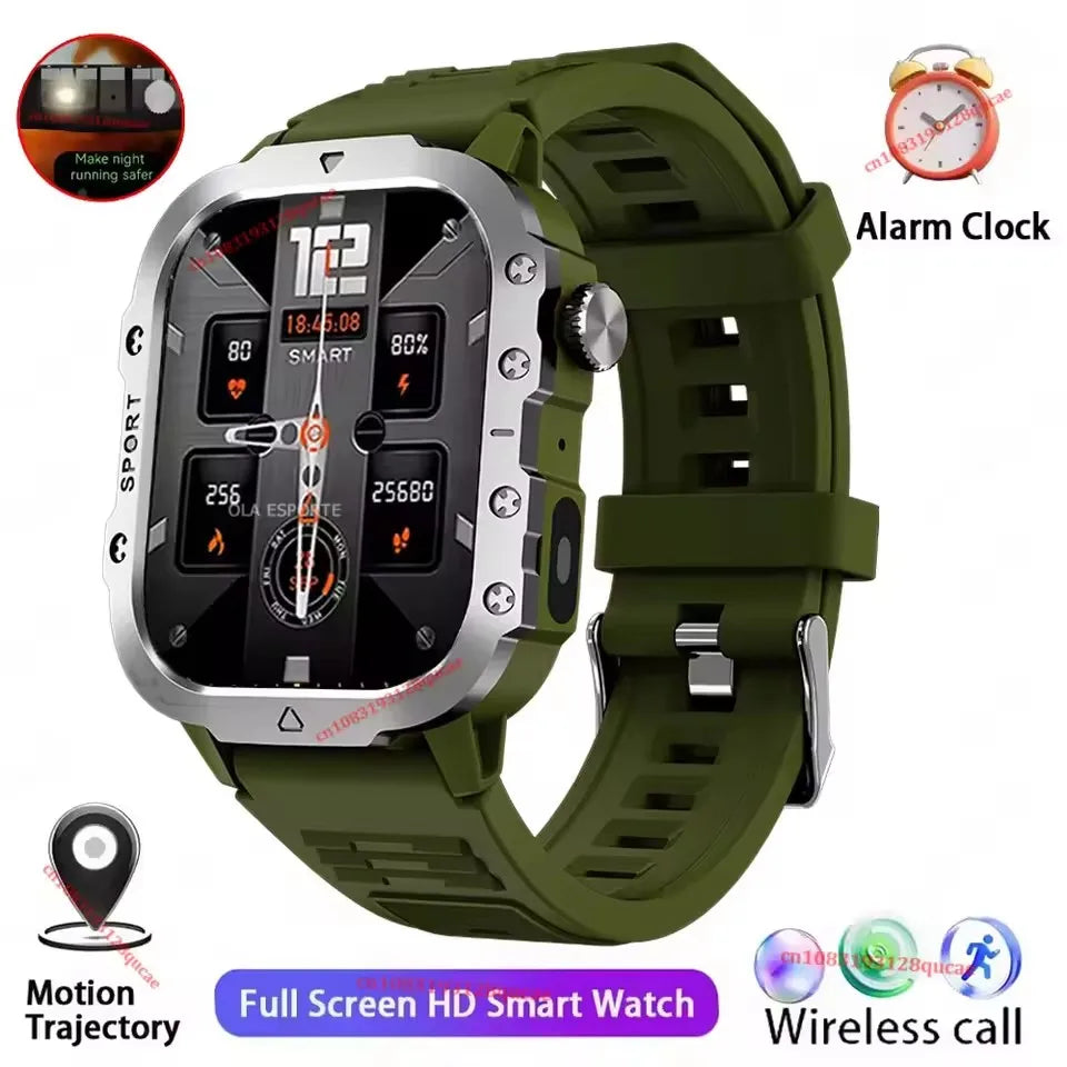2026 Military Smartwatch — IP67 3ATM, GPS, Fitness Tracker & Bluetooth Calls for Men