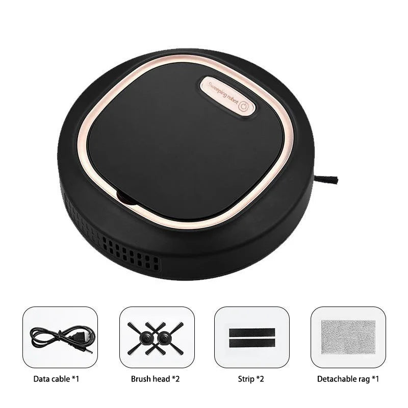 Tactile Activation 3-in-1 Sweeping Robot — Wet & Dry USB Rechargeable Auto Vacuum