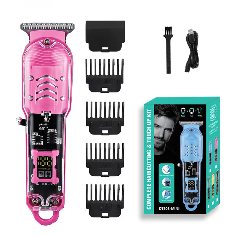 Rechargeable Transparent Hair Clipper — Professional Cordless Electric Trimmer & Shaver for Men