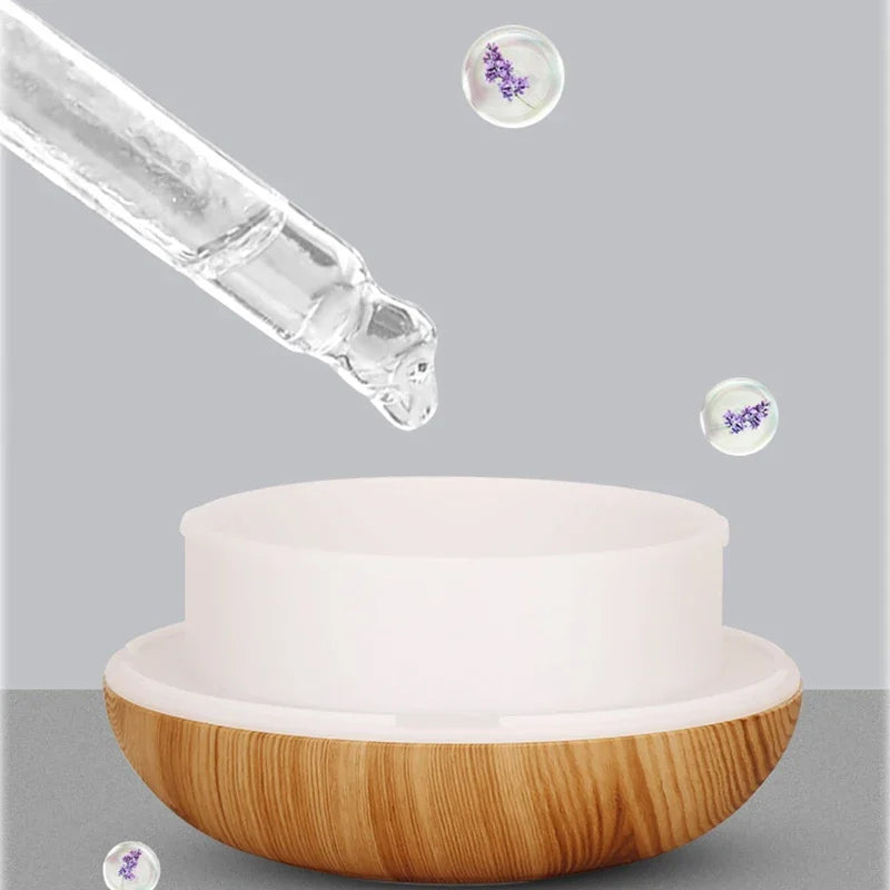 350ml Wood Grain Aromatherapy Diffuser — Remote Control, 7-Color LED Ultrasonic Humidifier