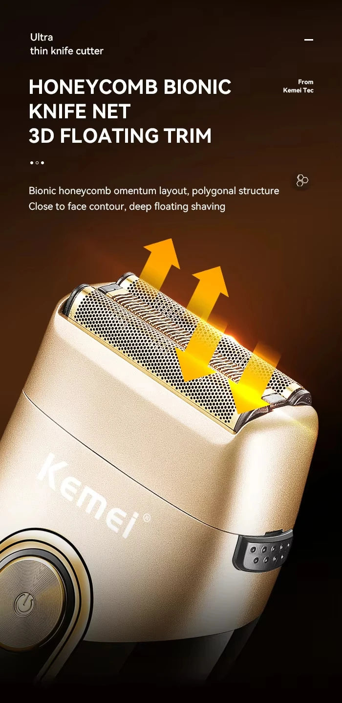 Kemei Professional Hair Clipper Kit — DLC Blade Rechargeable Cordless Barber Trimmer