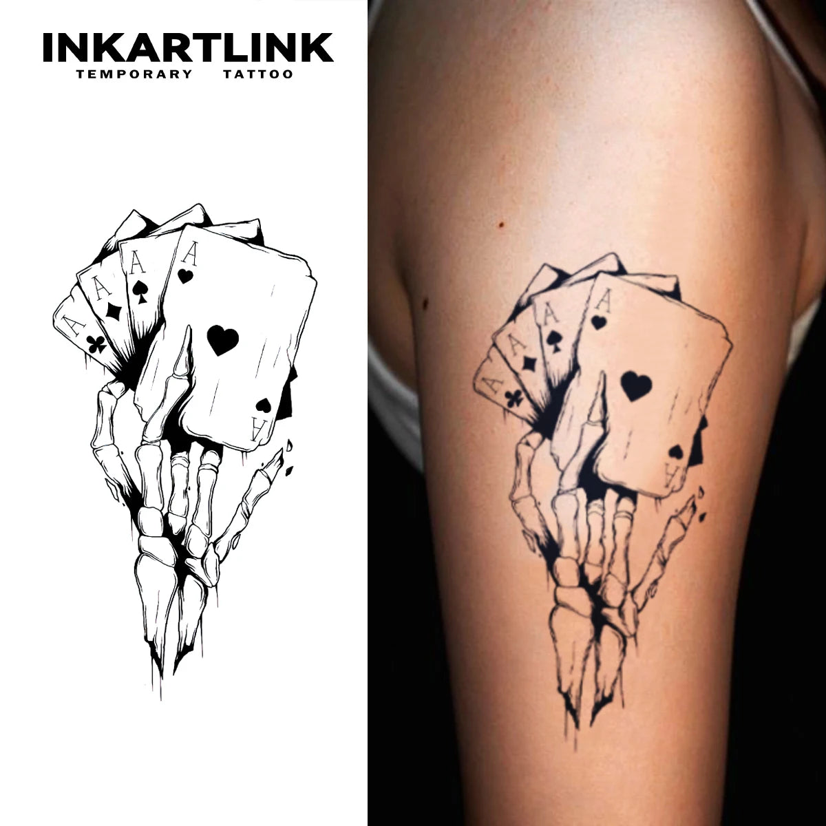 Skeleton Poker Semi-Permanent Tattoo — Lasts Up to 15 Days