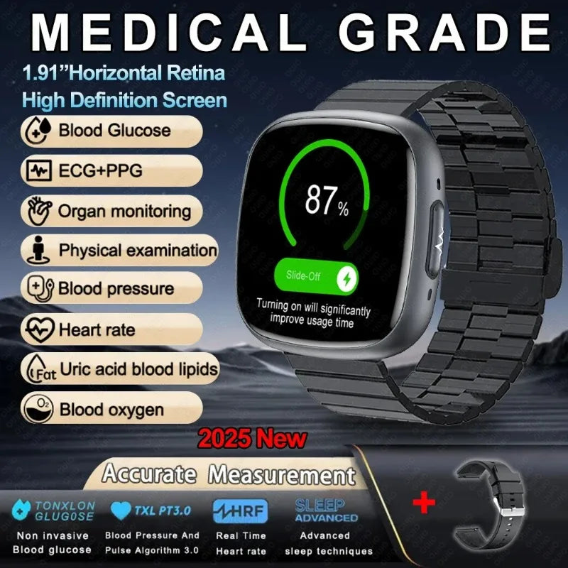 JY Medical Grade Health Smartwatch — ECG+PPG Blood Glucose, Uric Acid & Bluetooth Call