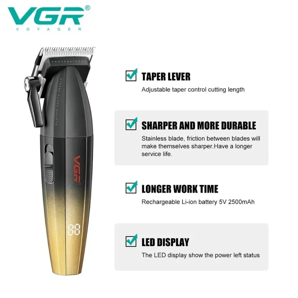VGR Hair Trimmer Professional Clipper Barber Adjustable Hair Cut Machine 9000 RPM Clipper LED Display Hair Clippers Men V-003
