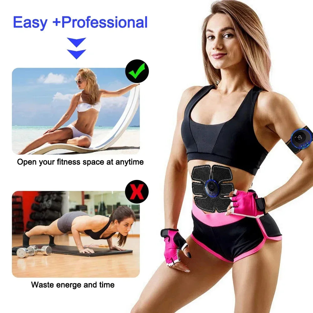 Smart EMS Muscle Stimulator Electric Wireless Abs Fitness Trainer Abdominal Training Weight Loss Stickers Body Slimming Massager