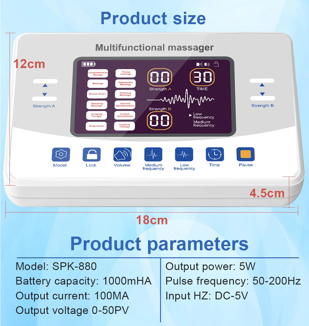 EMS Eletric Professional Muscle Stimulation Physiotherapy Tens Acupuncture Machines Pulse Impulse Body Massager 12 Modes Gifts