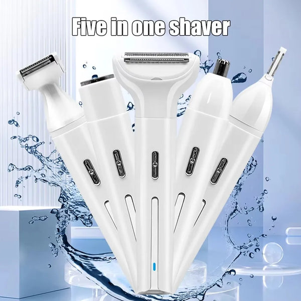 5-in-1 Electric Female Shaver — All-in-One Intimate Care for Armpit, Pubic & Body Hair