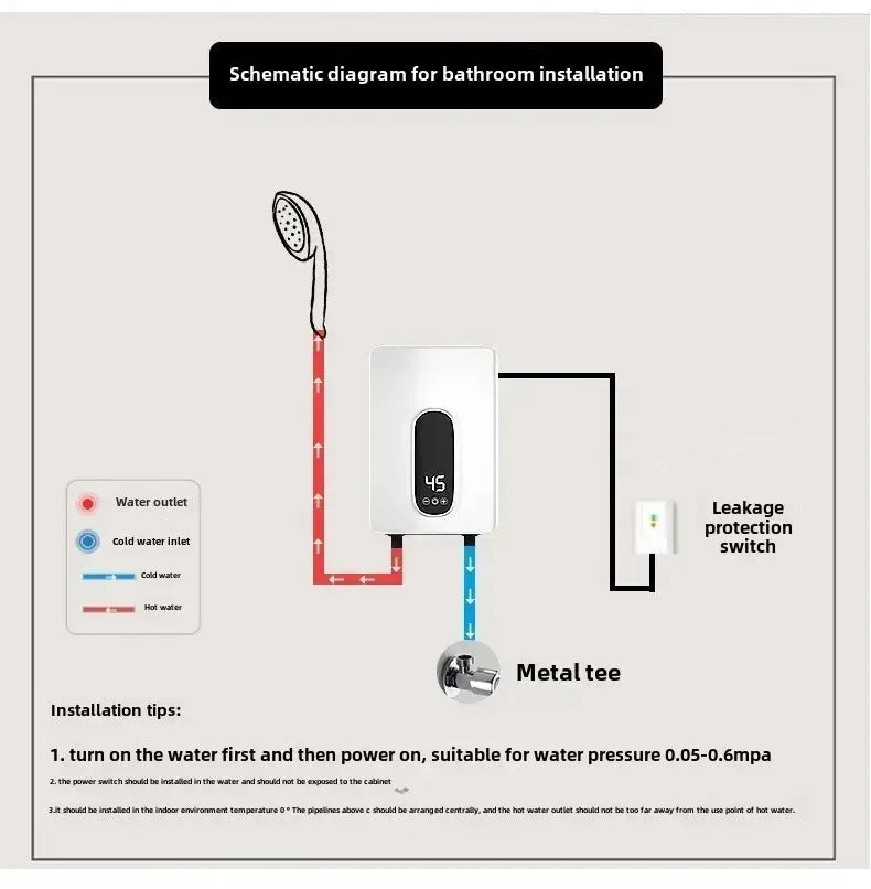 220V Instant Tankless Water Heater — Compact Electric On-Demand for Bathroom & Toilet