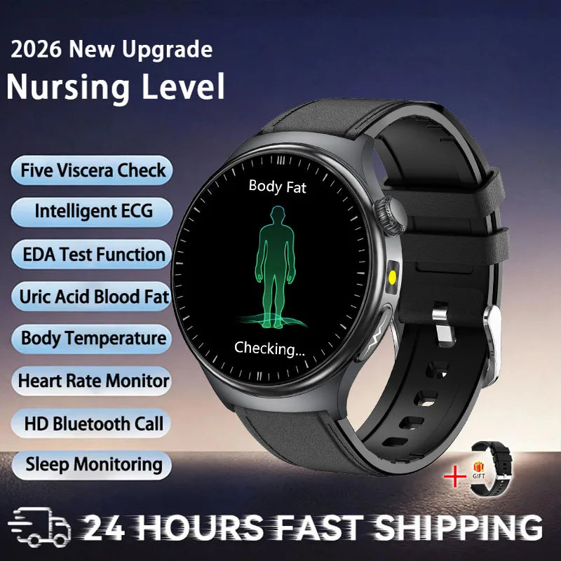 2026 ECG Smartwatch — Accurate Diagnosis, HD AMOLED, Body Fat & Bluetooth Call