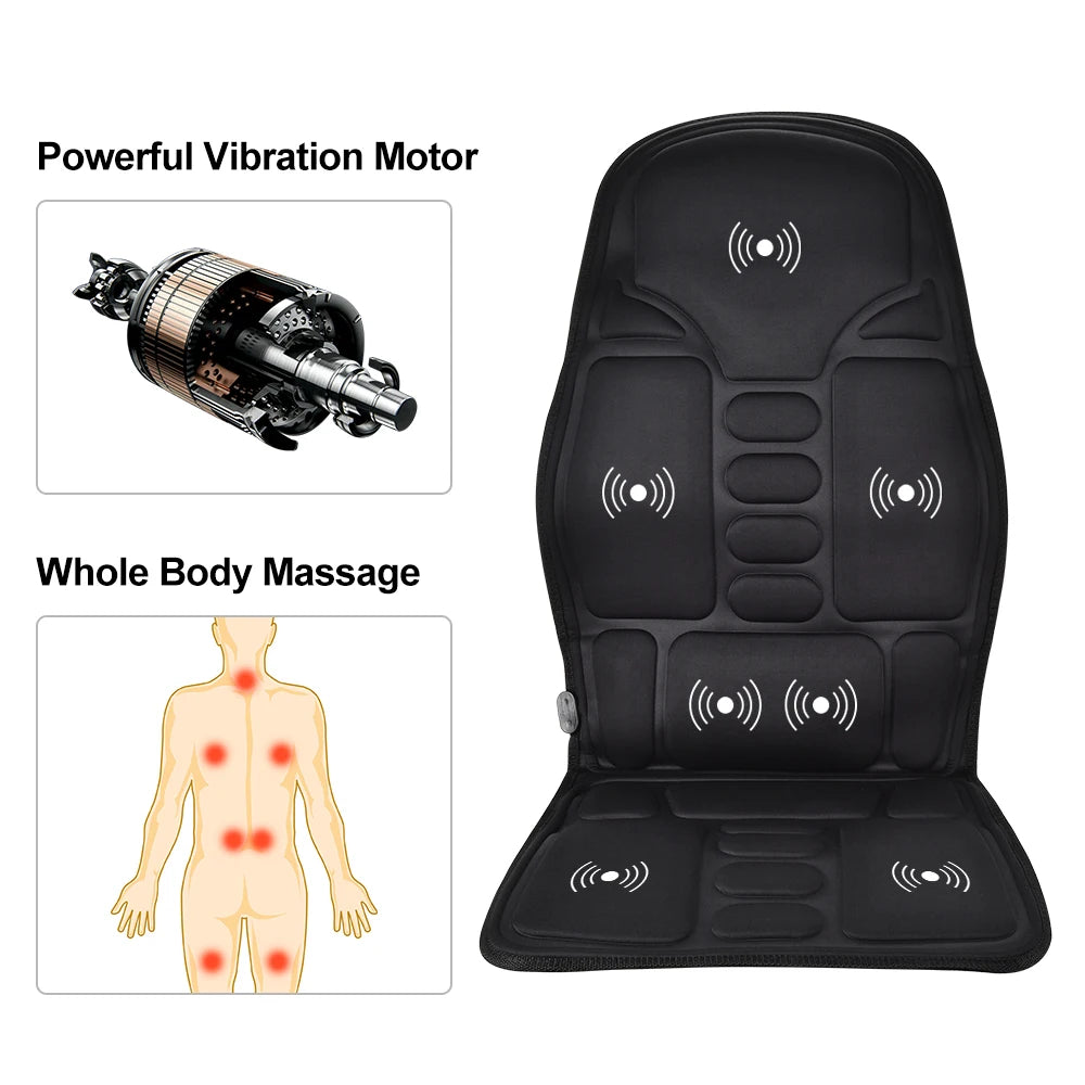 Electric Heating Back Waist Massager for Car Chair Office Lumbar Neck Pain Relief Vibration Cushion Shoulder Back Massage Mat