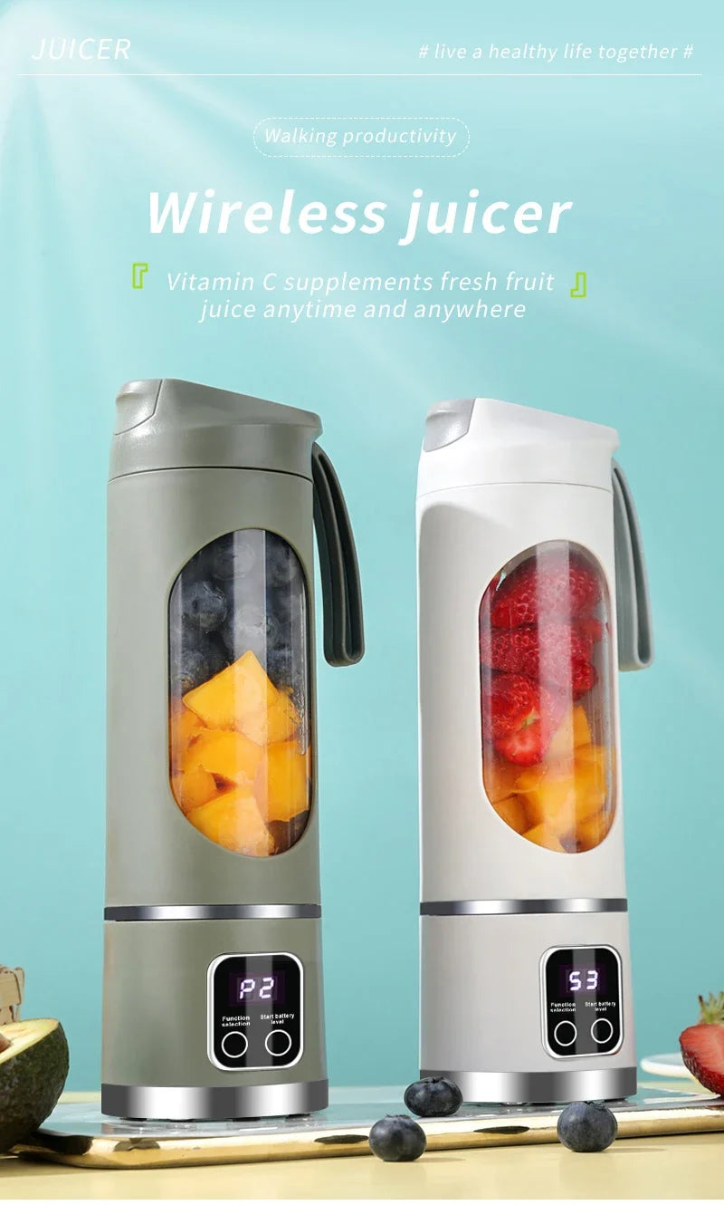 2025 Mini Electric Juicer 450ml — Powerful Motor, Digital Display, Crushed Ice