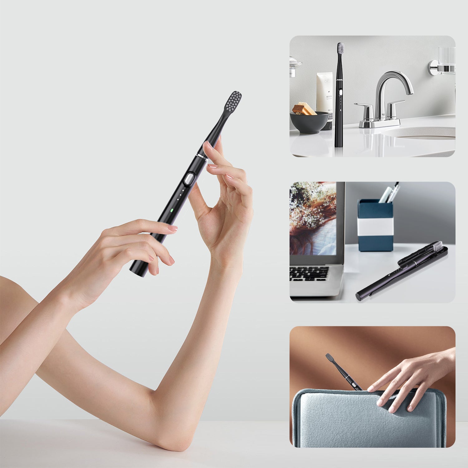 Powerful Ultrasonic Sonic Electric Toothbrush USB Rechargeable 3 Clean Modes IPX7 Waterproof Teeth Whitening with Travel Case