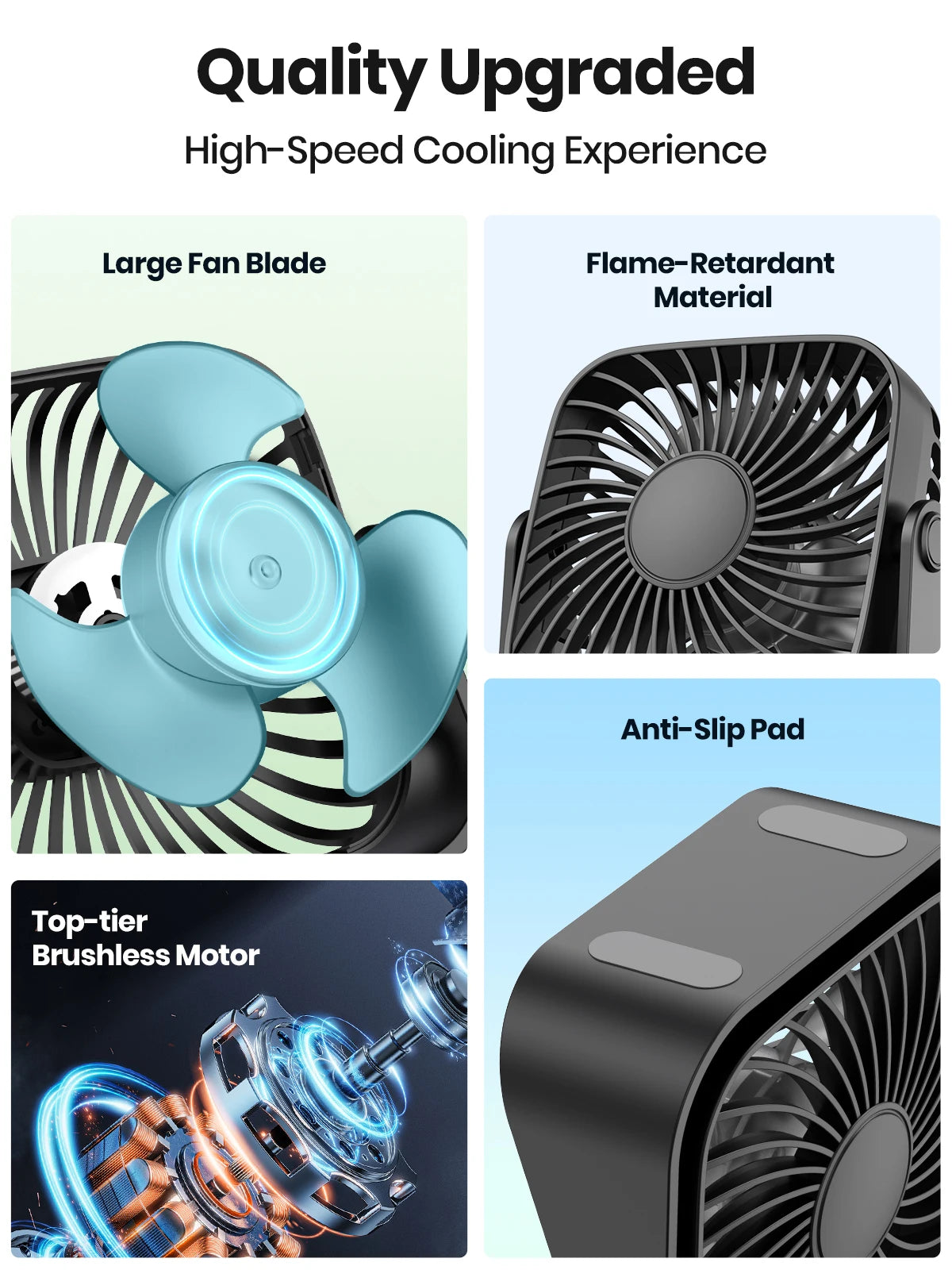 TOPK 4" USB Mini Portable Fan — 3-Speed Quiet Desk Fan with 360° Adjustment