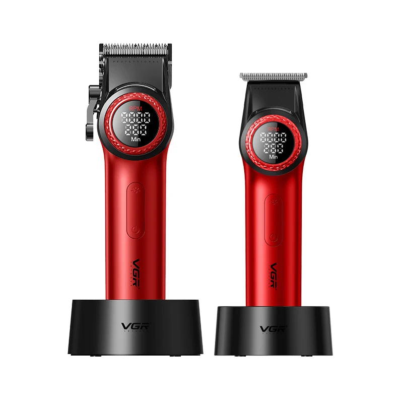 VGR Professional Hair Clipper — 12000RPM LED Digital Carving Electric Clipper V-001 & V-977