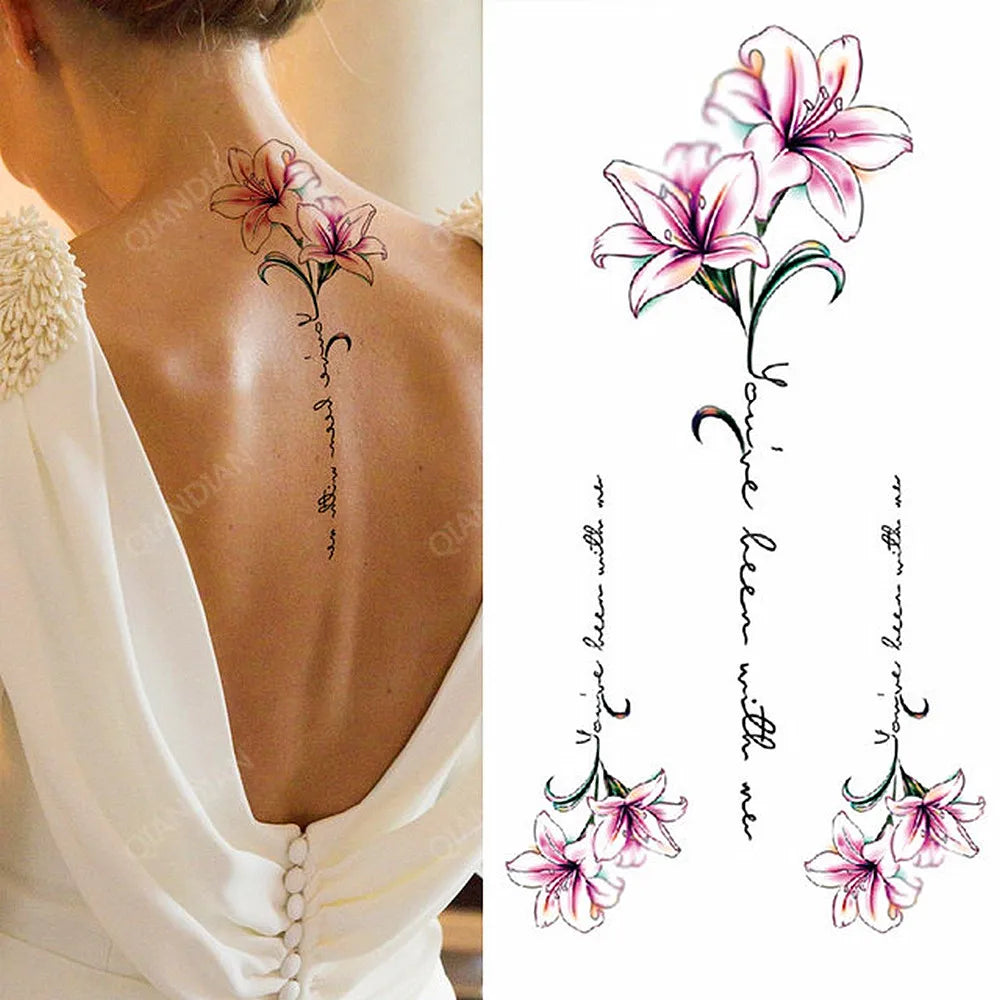 Floral Waterproof Temporary Tattoo — Rose, Lotus & Sunflower Body Art for Women