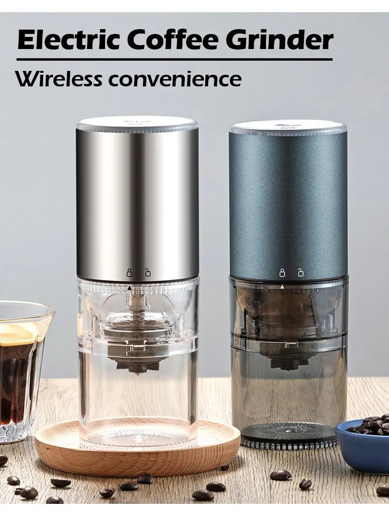 Electric Coffee Grinder with LED Display — Rechargeable Portable Automatic Pepper & Spice Mill