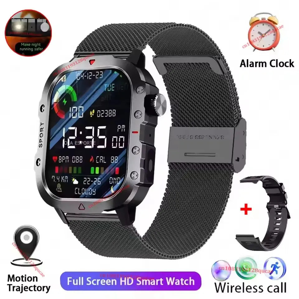 2026 Military Smartwatch — IP67 3ATM, GPS, Fitness Tracker & Bluetooth Calls for Men