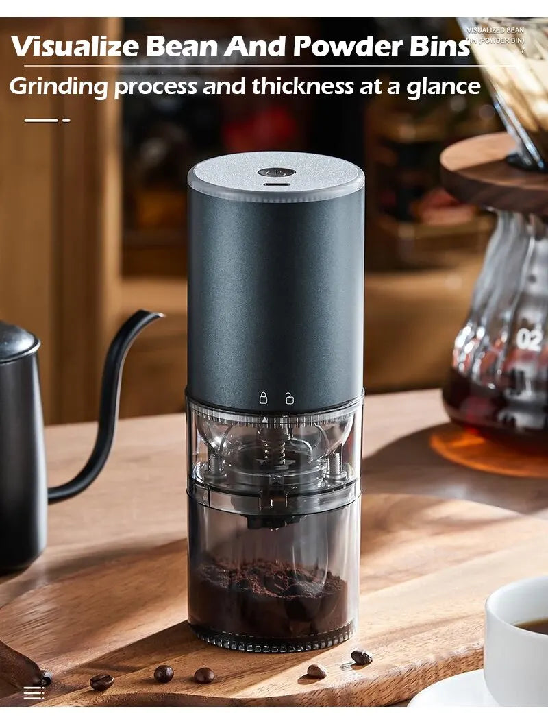Electric Coffee Grinder with LED Display — Rechargeable Portable Automatic Pepper & Spice Mill