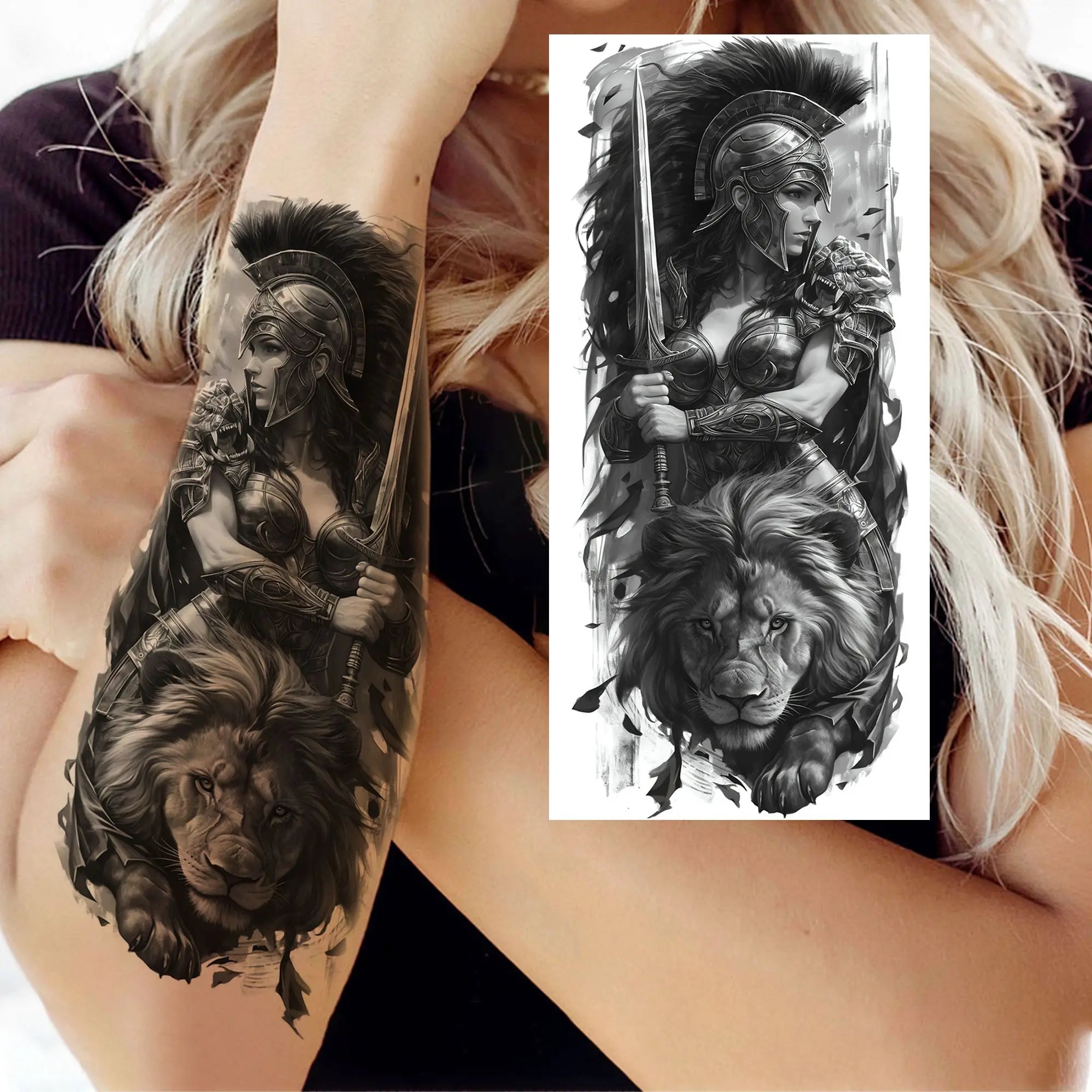 Spartan Warrior Temporary Tattoo — Realistic Waterproof Body Art