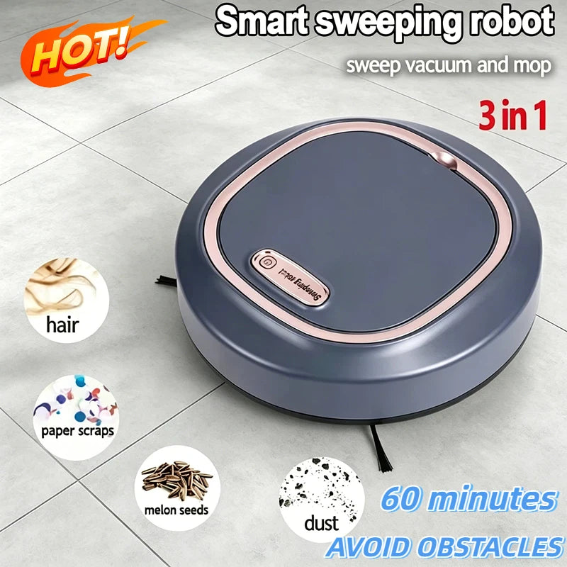 Tactile Activation 3-in-1 Sweeping Robot — Wet & Dry USB Rechargeable Auto Vacuum