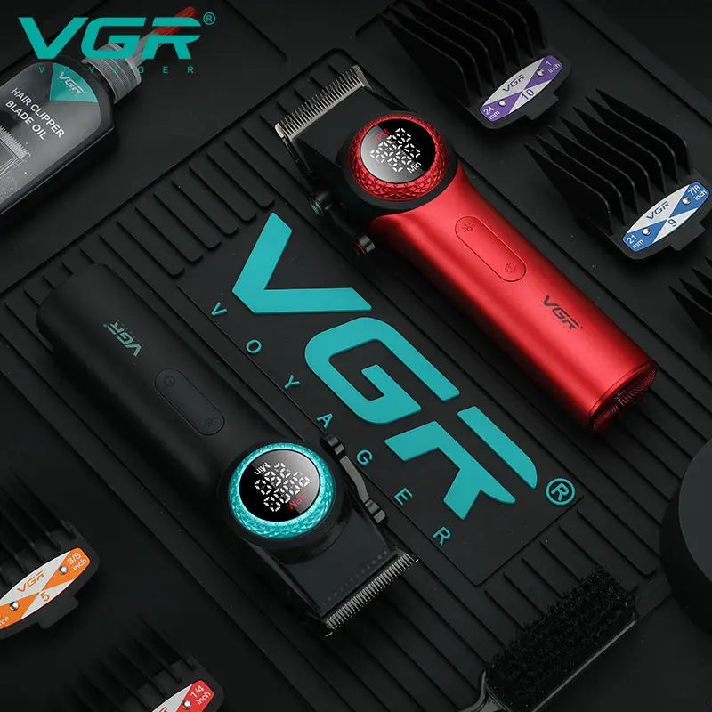 VGR Professional Hair Clipper — 12000RPM LED Digital Carving Electric Clipper V-001 & V-977