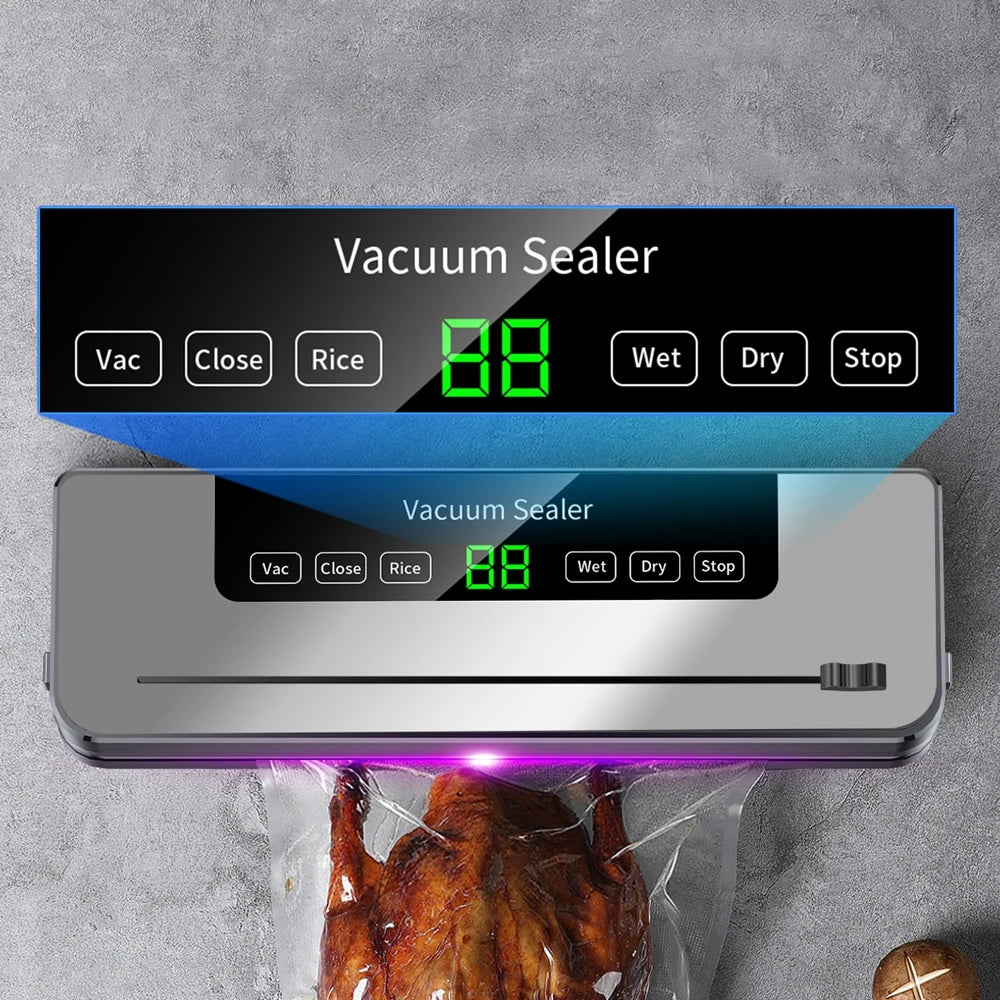 220V Food Vacuum Sealer Machine — 5-Mode Dry & Wet Automatic Sealer with 10 Bags