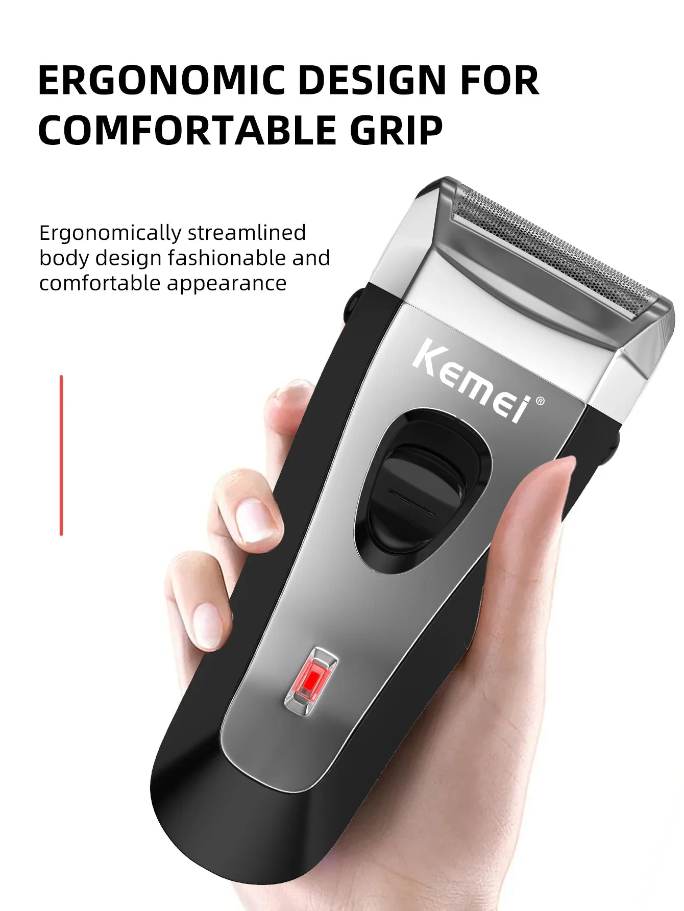 KEMEI KM-9038 Waterproof Reciprocating Cordless Razor USB Rechargeable Shaving Machine Barber Trimmer Electric Shaver for Men