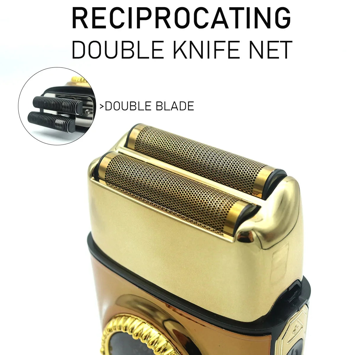 Kemei KM-T228 Professional Reciprocating Foil Shaver — Turbo High Speed, LCD, USB Fast Charge