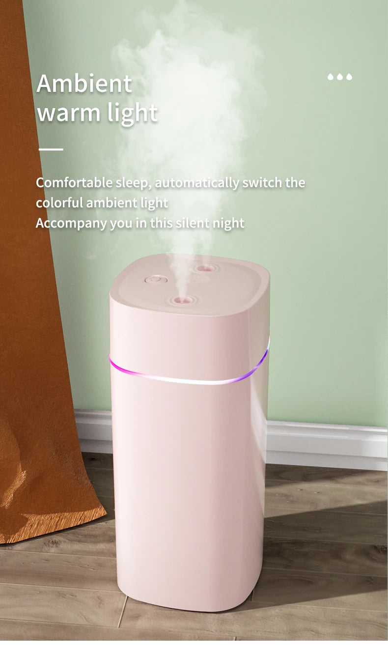 USB Air Humidifier 600ml — Double Spray, Essential Oil Aromatherapy for Home & Office