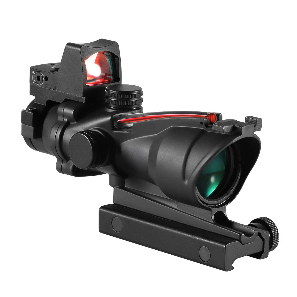 4x32 Tactical Scope with Red Dot — 1X/4X Adjustable 20mm Rail Hunting Scope