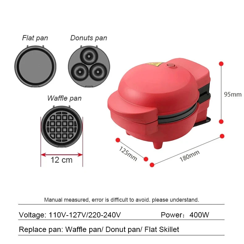 Multifunctional Waffle & Omelette Maker — Non-Stick Double-Side Heating Donut & Egg Burger Baker