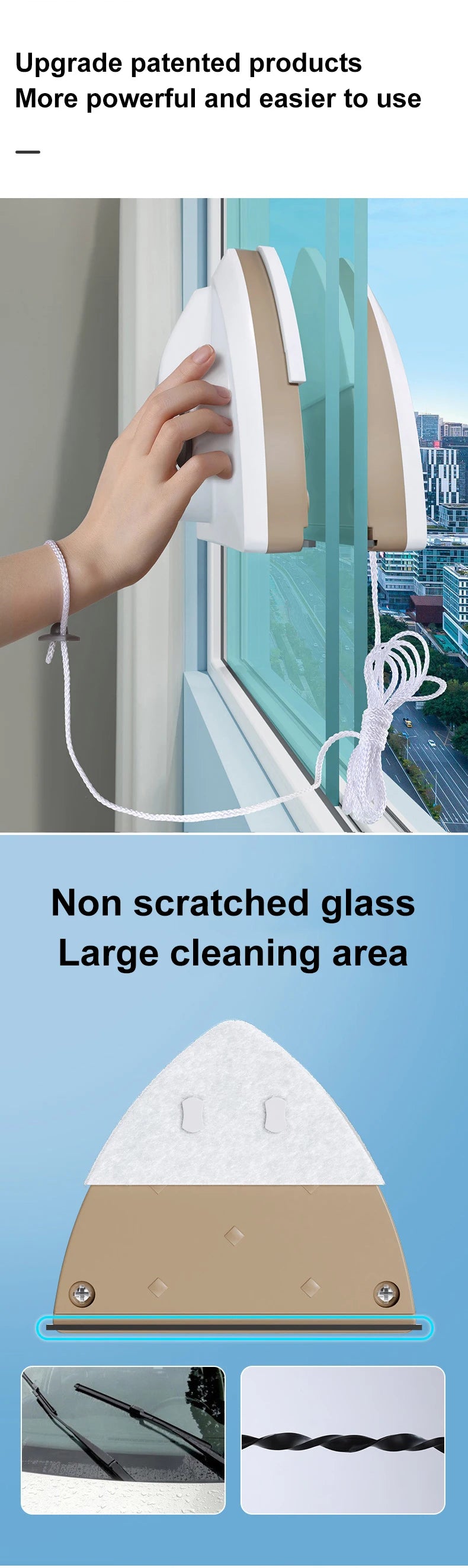Magnetic Double-Layer Window Cleaner — Automatic Water Discharge Glass Wiper Tool