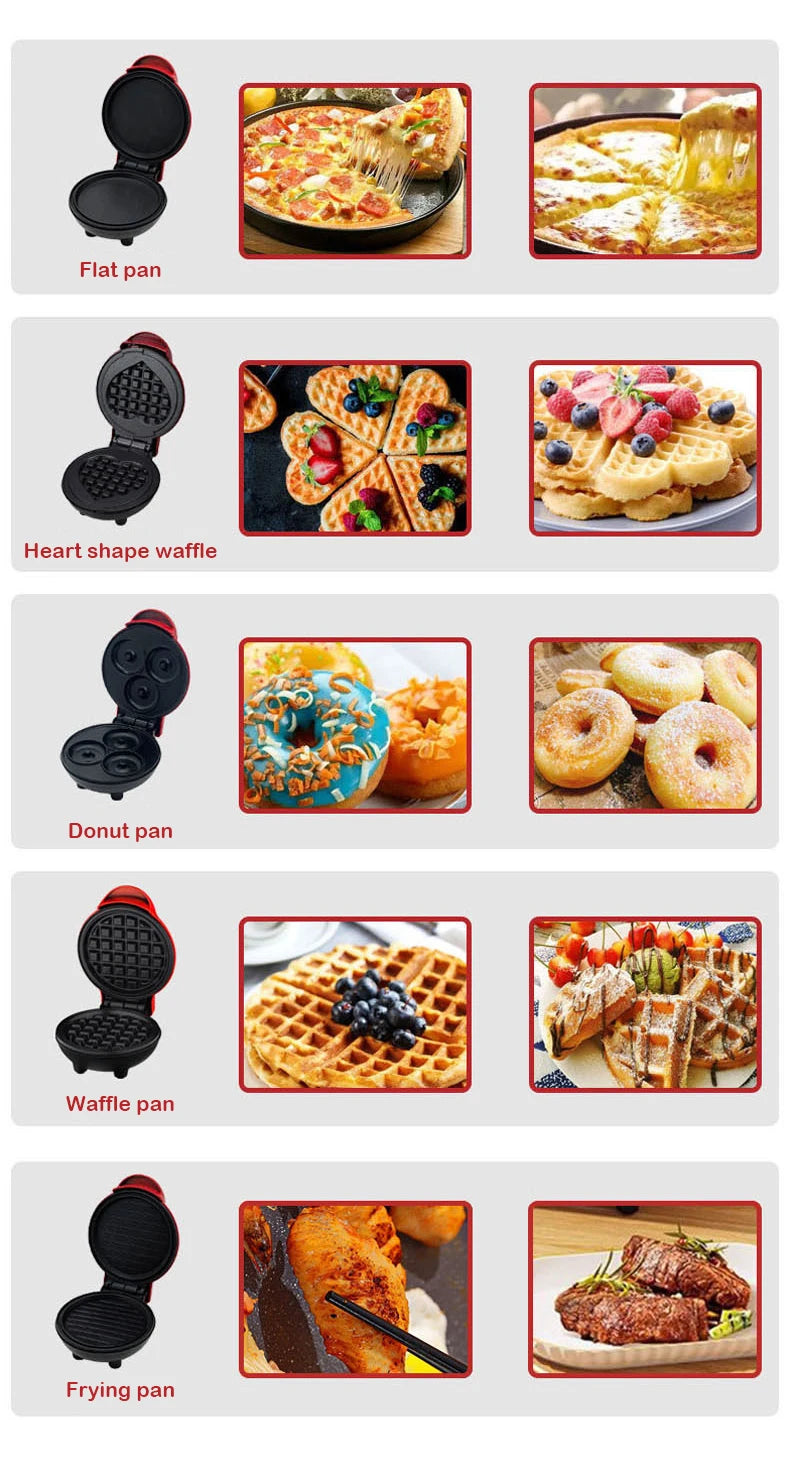 Multifunctional Waffle & Omelette Maker — Non-Stick Double-Side Heating Donut & Egg Burger Baker