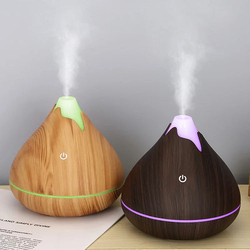 350ml Wood Grain Aromatherapy Diffuser — Remote Control, 7-Color LED Ultrasonic Humidifier