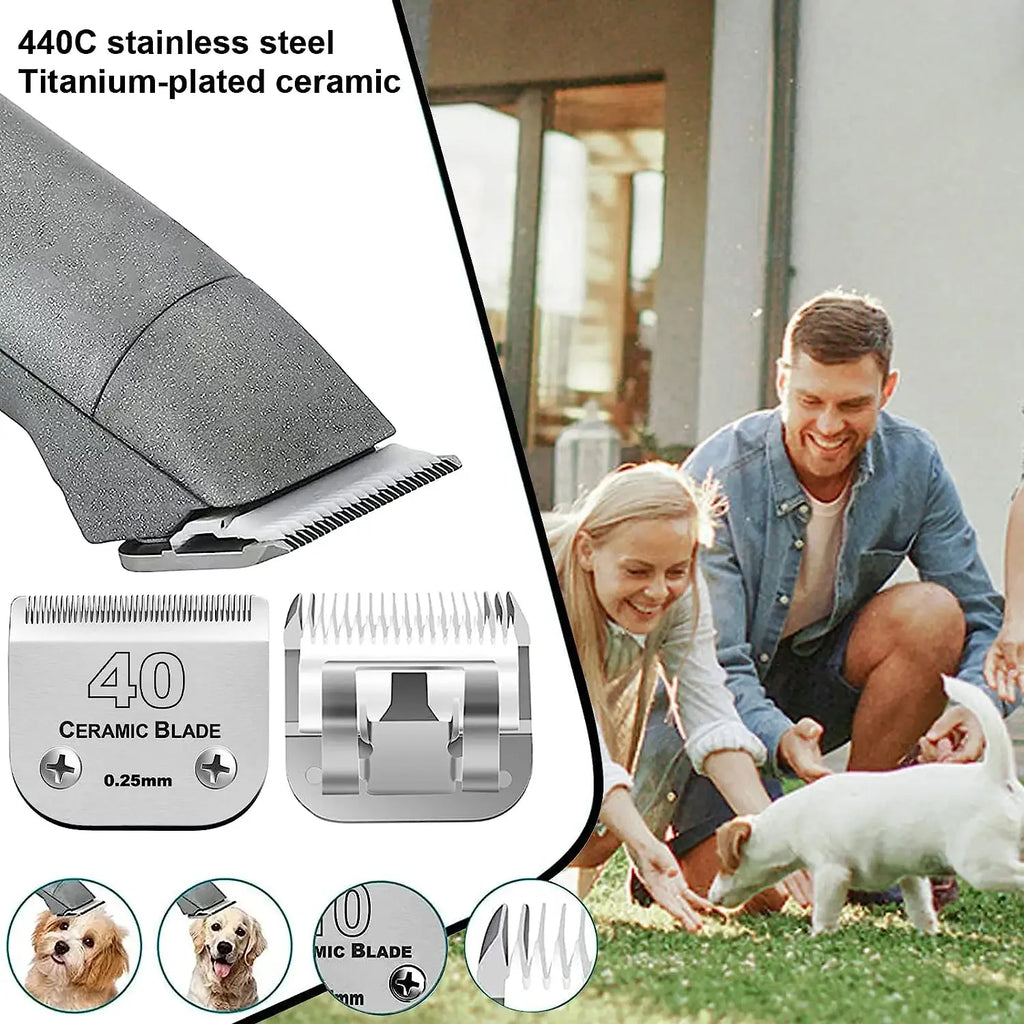 Detachable Ceramic Dog Grooming Blade — Compatible with Andis, Wahl KM & Oster A5 Clippers (2-Pack)