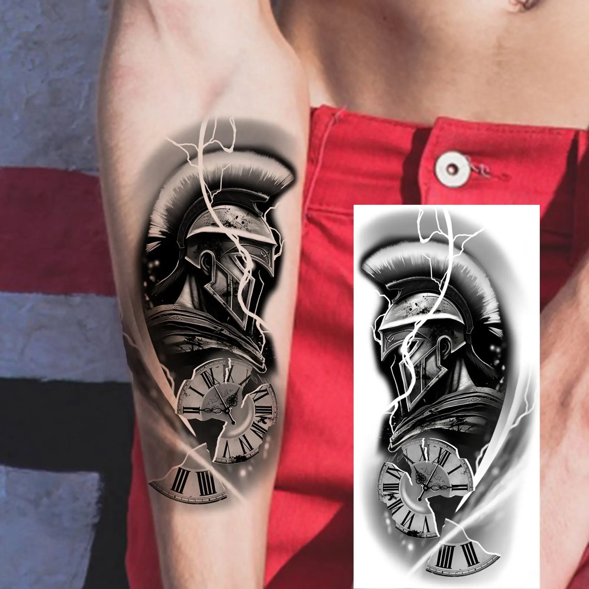 Spartan Warrior Temporary Tattoo — Realistic Waterproof Body Art